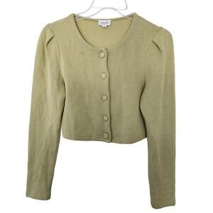 🆓 FREE Le Lis Collection Green Button Front Cropped Sweater Small Retro Casual